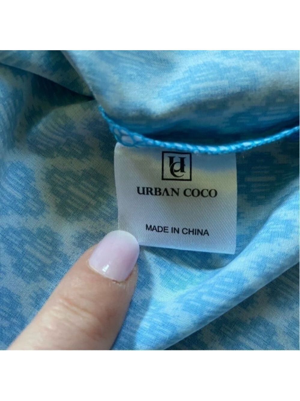 Urban Coco Blue Multicolor Ruche Sleeve Swim Coverup Dress with Tassels Medium - Picture 13 of 14